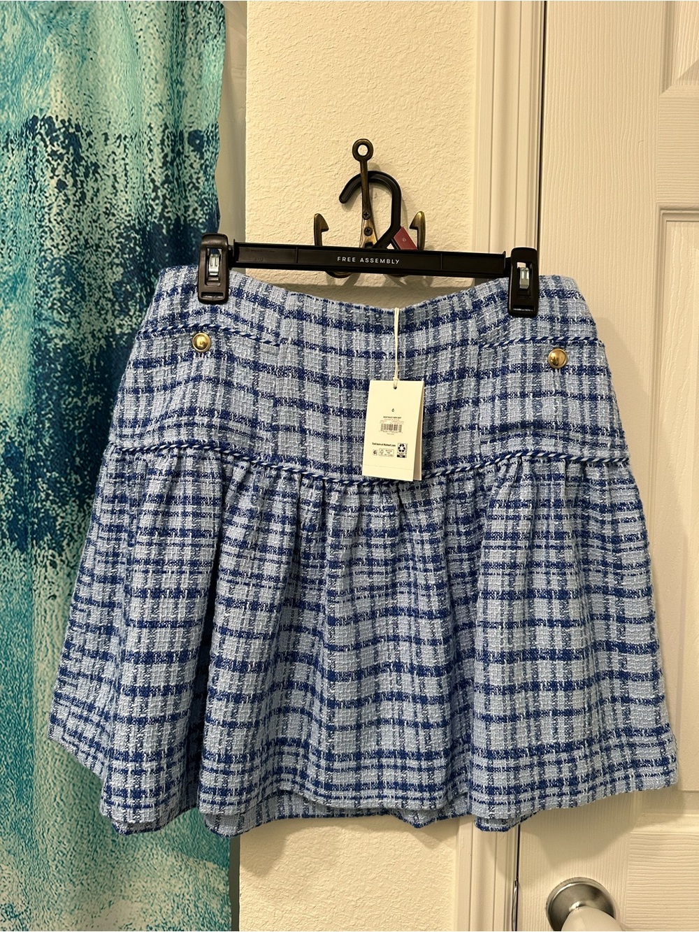 #47 Blue Plaid Tiered Mini Skirt